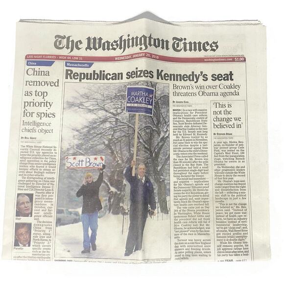Senator Scott Brown Doll 12" and Washington Times Newspaper January 20 2010 - Picture 2 of 9